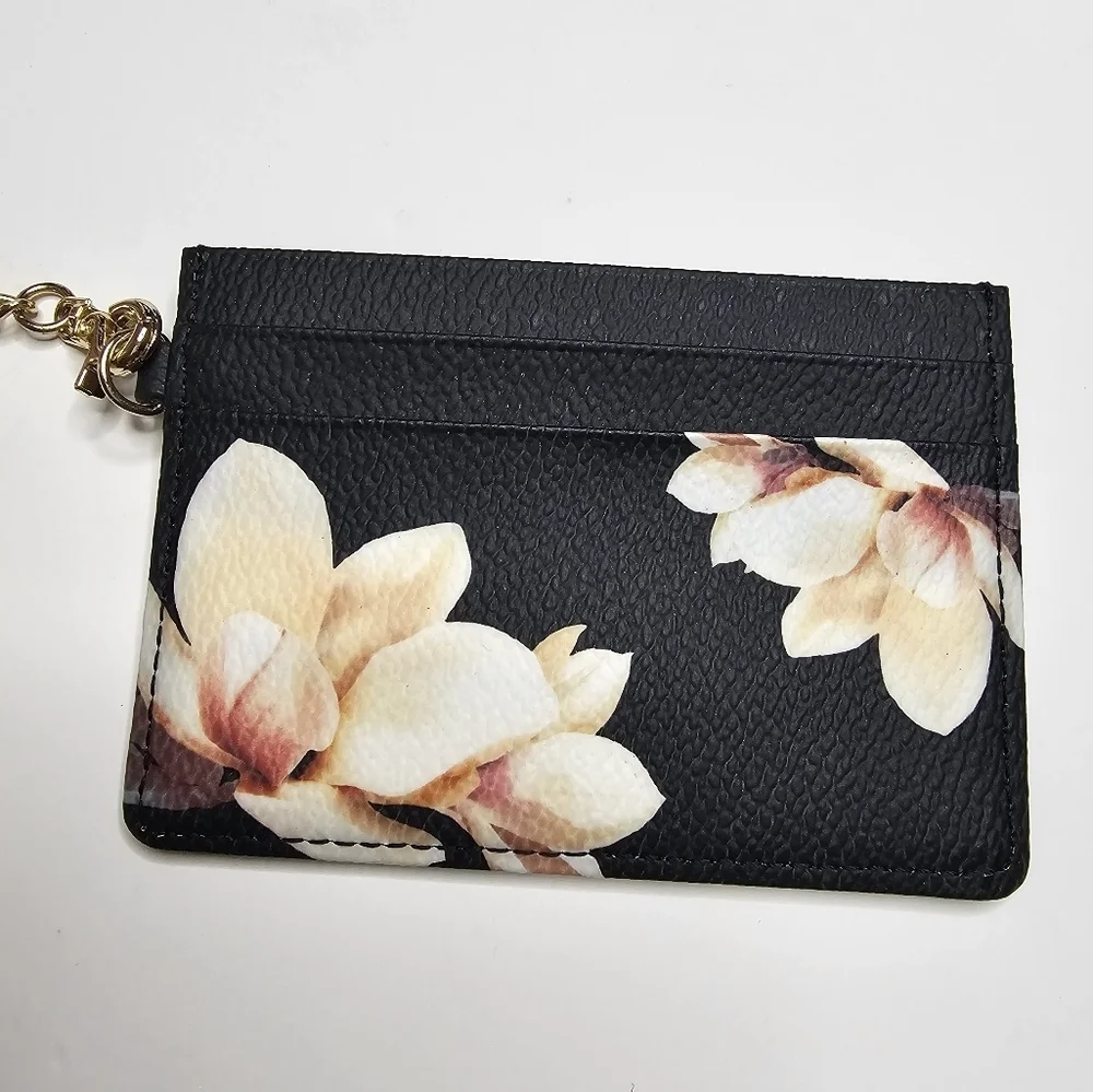 D. Lab Marymond Card Case Keychain Moon Star Charm Blk/ Pink  Floral K POP
